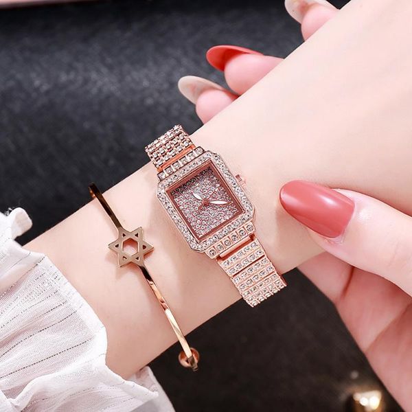 

wristwatches luxury brand watches for women sleek minimalist geometric square gradient matte ladies quartz watch, Slivery;brown