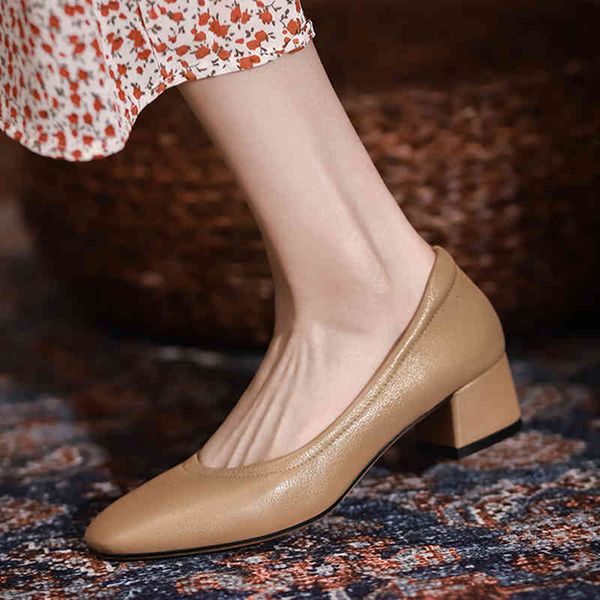 

sandals thick soft leathers genuine leather high-heeled shoes from ladies in office spring/autumn woman pumps high heels lvv4, Black