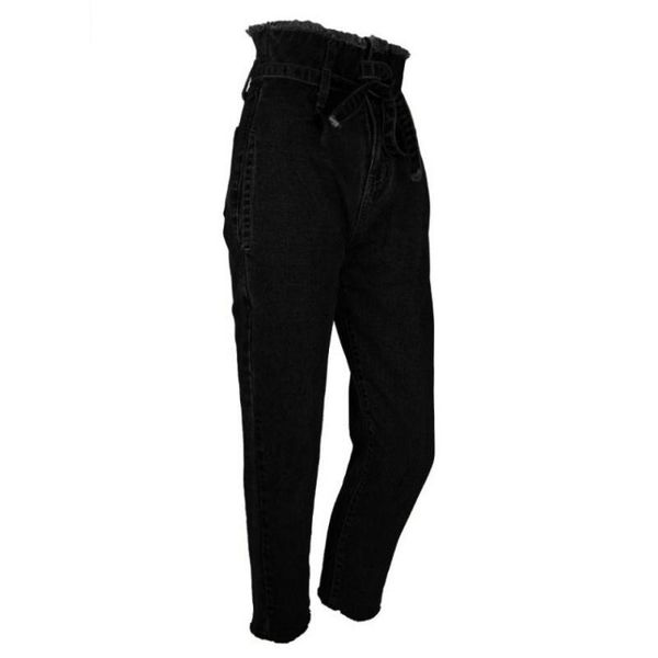 

women's pants & capris klv ly 2021 women plus size high waist trimmings slim denim skinny jeans belt trousers drop f28, Black;white