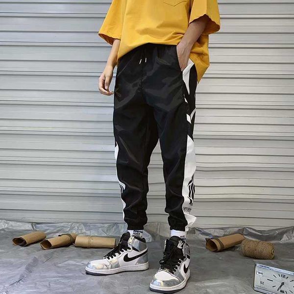 2021 Streetwear Hip Hop Jogadores Calças Homens Loose Harem Calças Ankle Comprimento Calças Esporte Casual Sweatpants White Techwear M-2XL X0723