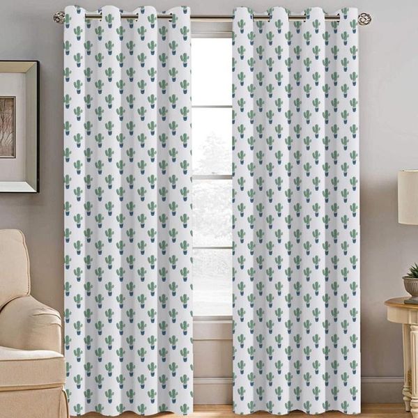 

curtain & drapes repeating cactus pattern modern blackout 3d printed tulle curtains for living room bedroom window home decor