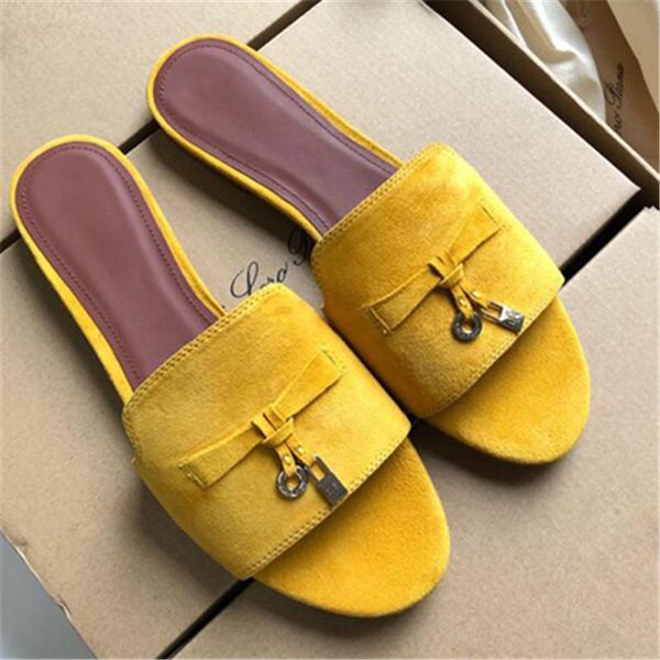 

summer metal women slipppers runway brand genuine leather open toe flats shoes 2021 fashion ladies slides slippers, Black