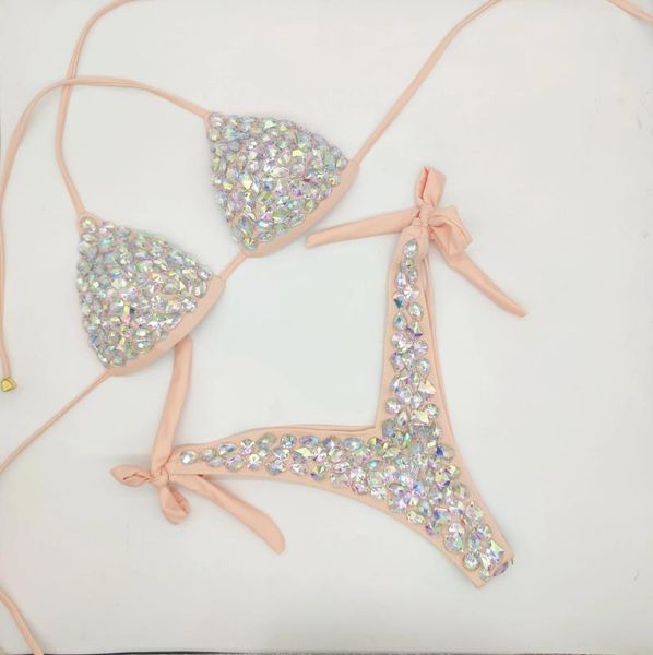 

women's swimwear 2021 diamond bikini set rhinestone swimsuit crystal female bling vacation lady, White;black