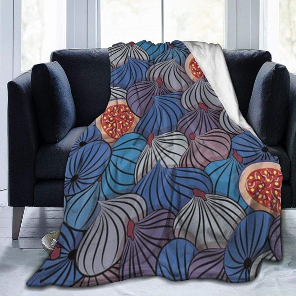 

Throw Blanket for Kids Teens Adults Soft Warm Fruit Half A Fig Ripe Food Vivid Mediterranean Areawork Microfiber All Season