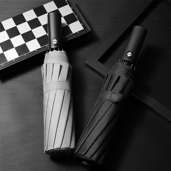 

umbrellas automatic black coating umbrella windproof three folding solid drop