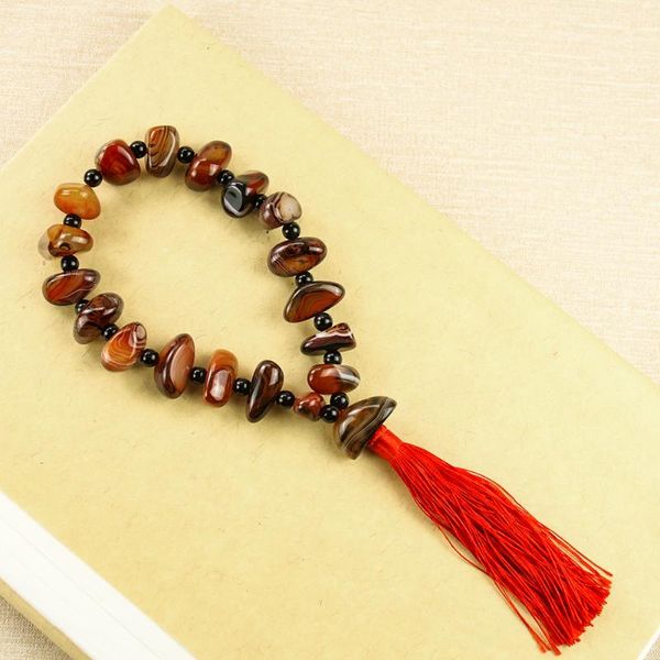 

natural crystal agate gem stone hand string car hanging transmission ornament home decor buddhist yoga meditation jewelry gift beaded, stran, Black