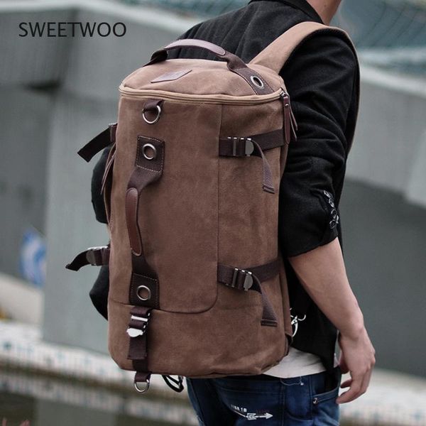 

backpack korean canvas men's trendy student school bag youth travel computer large-capacity