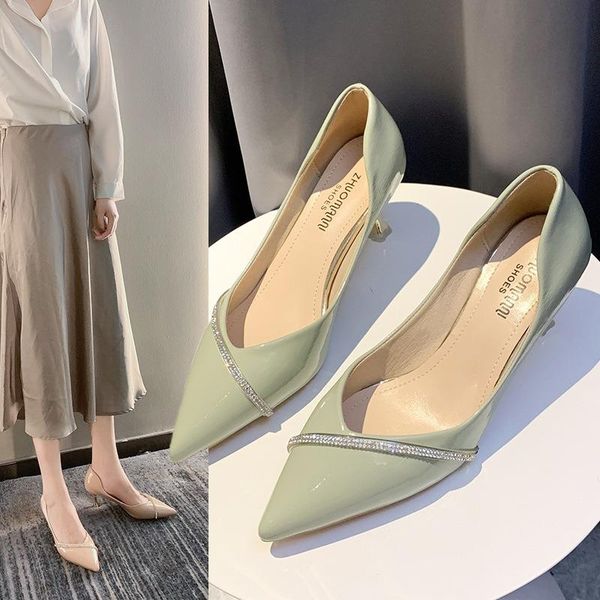 

dress shoes 2021 spring summer autumn womens rhinestone crystal thin high heel pumps ladies elegant deliacte pretty candy color, Black
