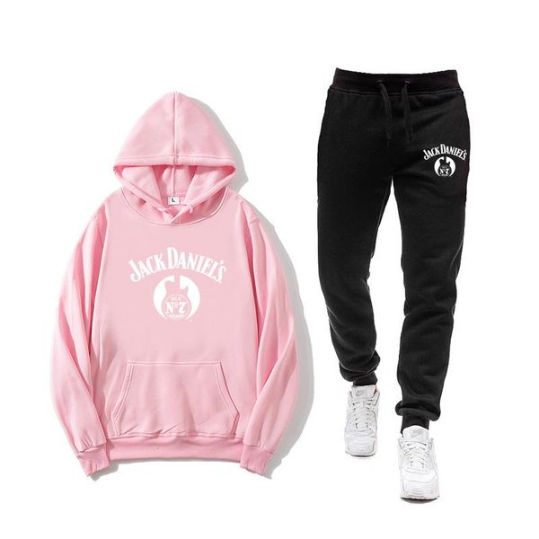 

men's hoodies & sweatshirts brand casual suit solid color letters autumn and winter hoodie + pants two-piece sportswear large size fash, Black
