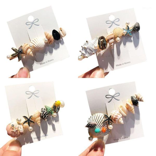 

baroque ocean style women hair clip candy color drop oil imitation pearl hairgrip starfish seashell embellished styling barrette1