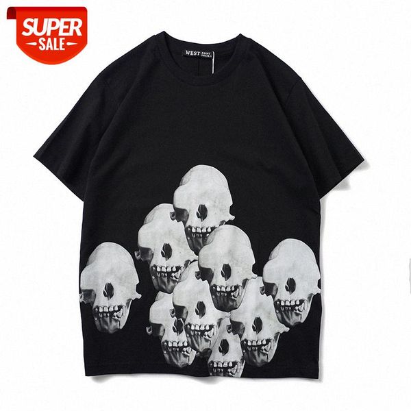 

t shirt skull short-sleeved t-shirt women's cotton men's shirts youth tide brand summer personality couples wear #2d4r, White;black