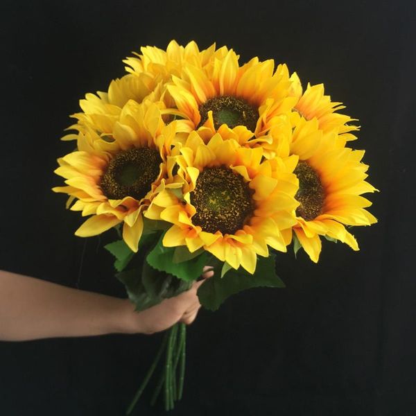 

decorative flowers & wreaths 7pcs fake single stem sunflower 23.62" length yellow color simulation sun flower for home artificial