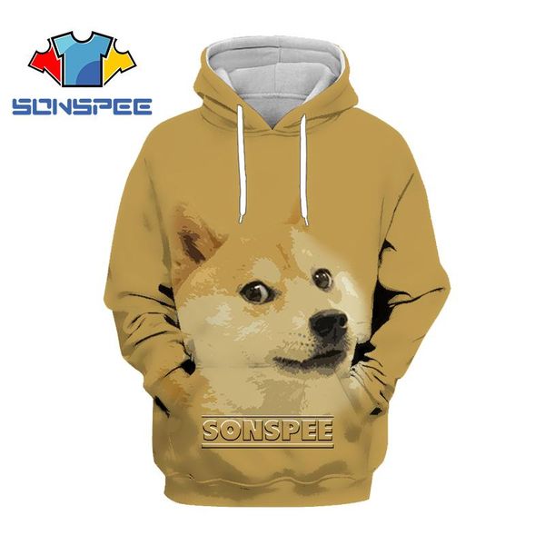 

men's hoodies & sweatshirts sonspee animal hoodie 3d print doge cute funny game dog men women movement harajuku hiphop fashion hooded, Black
