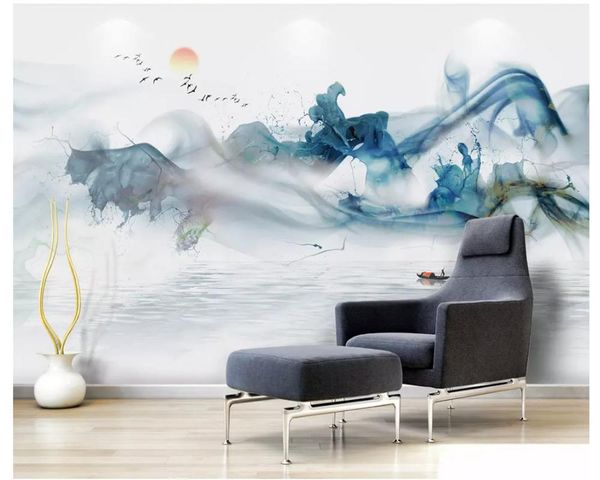 

wallpapers mural chinese personality wall paper zen abstract ink landscape artistic three-dimensional line wallpaper3d