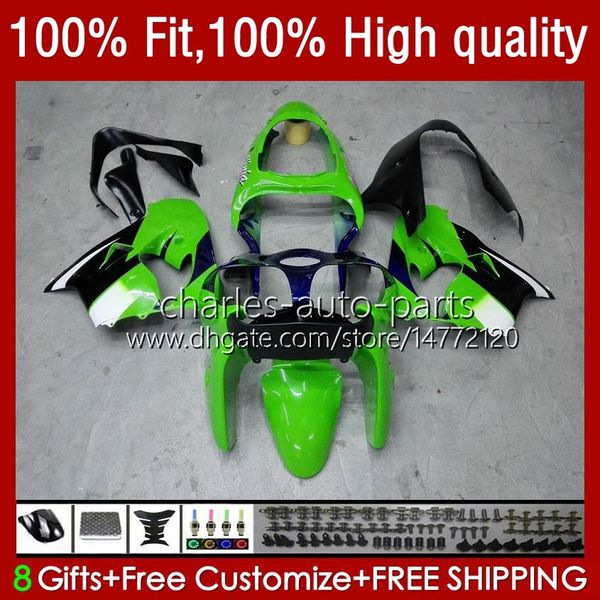 Carene per stampi ad iniezione per KAWASAKI NINJA ZX 9R 900 CC ZX9 9 R 98-03 Kit carrozzeria 25No.47 ZX900 ZX9R 00 01 02 03 ZX-9R ZX-900 900CC 2000 2001 2002 2003 Carrozzerie OEM Verde lucido