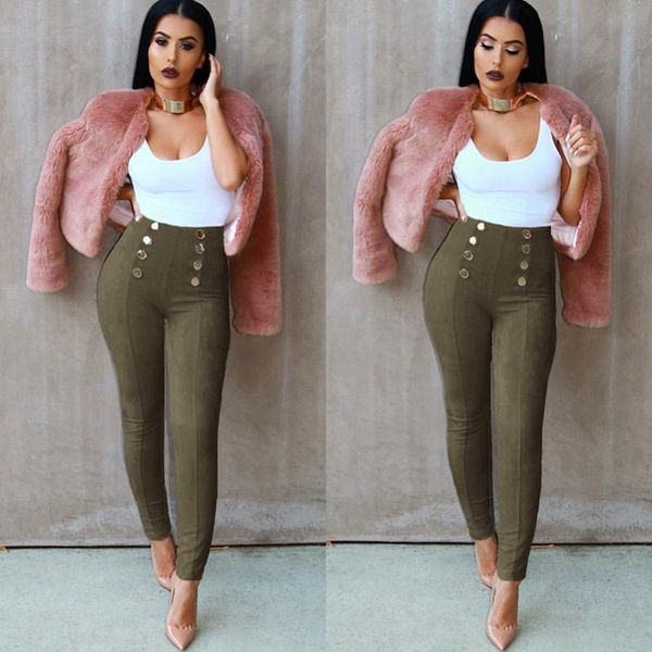 

women's pants & capris high elastic jumpsuit pencil waist solid summer 2021 long jeans fashion women skinny for, Black;white