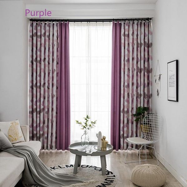 

curtain & drapes modern purple printed splicing blackout curtains for living room bedroom rice grain linen printing luxury tulle custom