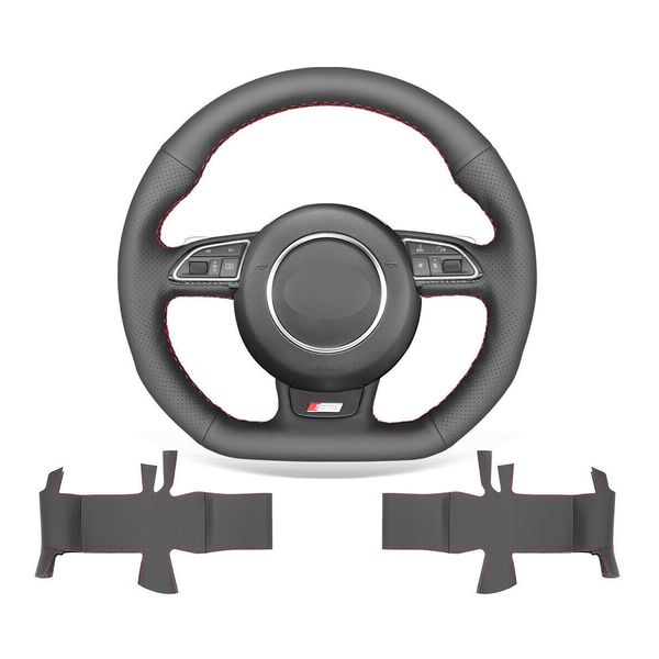 

diy hand stitched soft non-slip black leather steering wheel cover for audi a5 a7 rs5 rs7