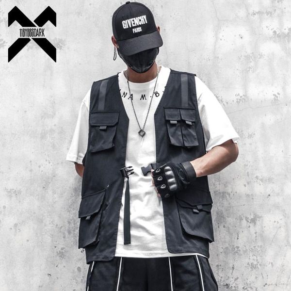 

men's vests 11 bybb's dark cargo vest men 2021autumn summer functional coat sleeveless jacket casual techwear wb180, Black;white