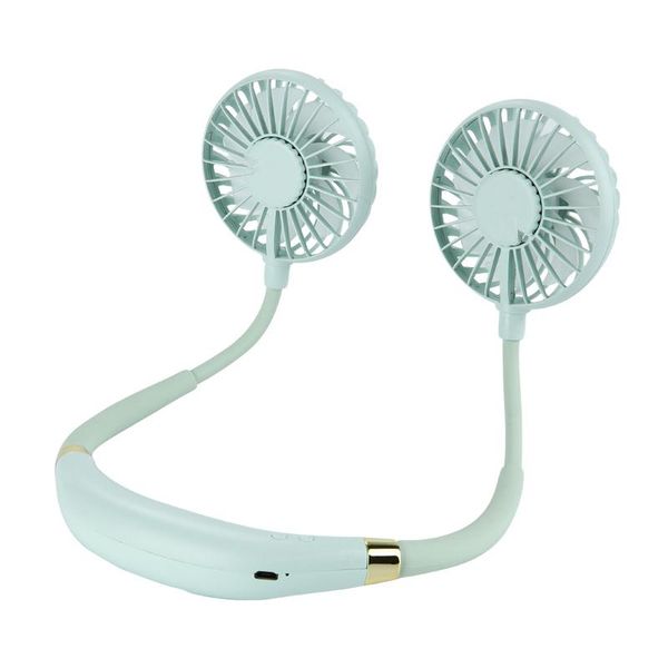 

electric fans portable mini usb fan hands-neck hanging charging sports 3 gears air conditioner cooler with 2 light gear
