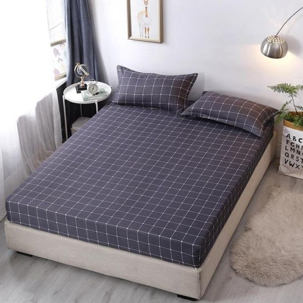 

sheets & sets plaid cotton fitted sheet elastic band breathable bed linens air-permeable mattress slipcover washable king queen protector