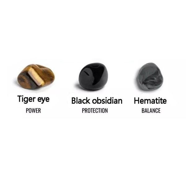 

beaded, strands three-layer natural stone bracelet ~8mm 10mm beads stretchy chakra gemstones healing obsidian tiger eye for women men, Black