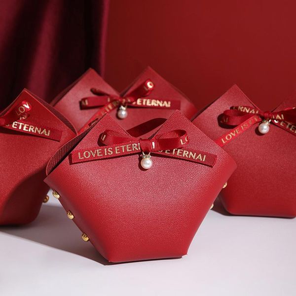 

gift wrap creative wedding favors leather candy box with pearl ribbon for christening bag baby shower birthday party supplies
