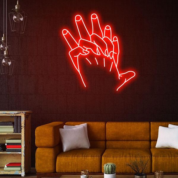 

other event & party supplies hands crossed neon bulb sign custom clear acrylic led light wall art holiday decor
