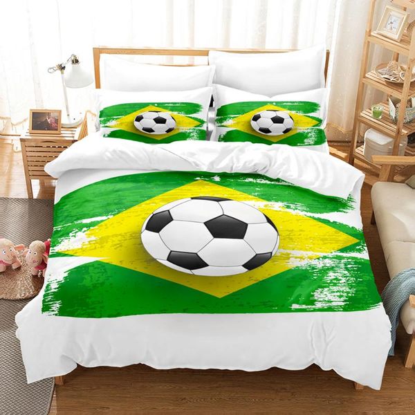 

bedding sets dekbedovertrek 210x210 print football teenagers duvetcover&2pcs pillowcase single double size super comfortable set