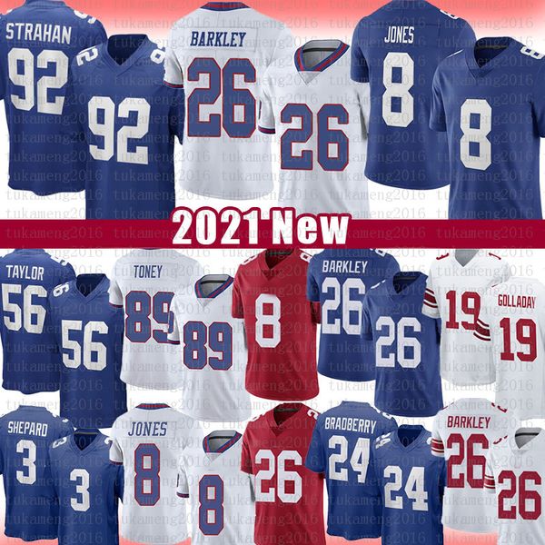 

kenny golladay saquon barkley daniel jones football jersey new lawrence taylor james bradberry michael strahan kadarius toney yorkgian, Black;red