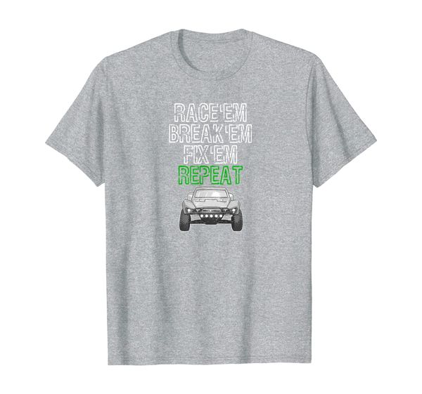 

rc car shirt race em break em fix em repeat stadium truck, White;black