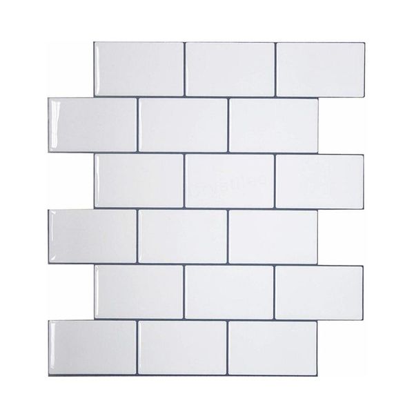 

wall stickers white subway tiles thicker stick on kitchen backsplash 5 pieces pack aesthetic decor peel and premium