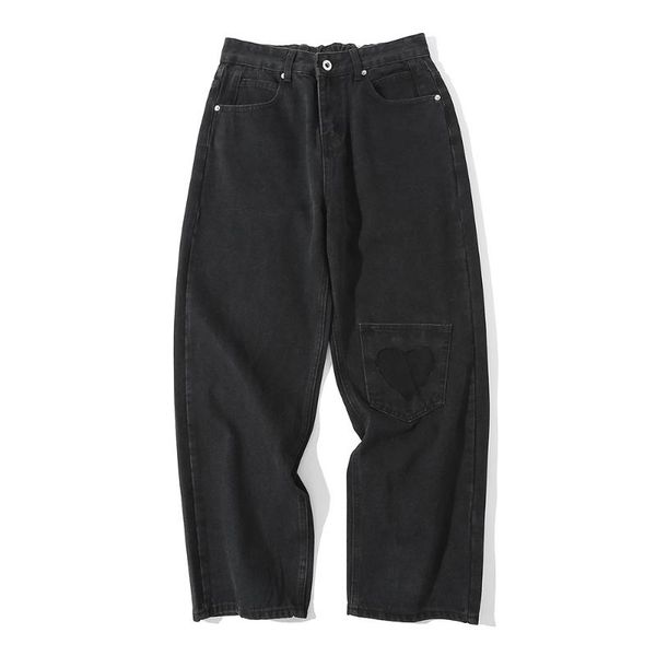 

men's jeans eukaaru baggy street fashion loose straight pants hip hop wide leg casual trousers cargo streetwear men, Blue