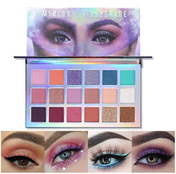 

glazzi 18 colors eyeshadow makeup mercury palette, pigmented shimmer matte glitter multi reflective creamy blendable long lasting vibrant re