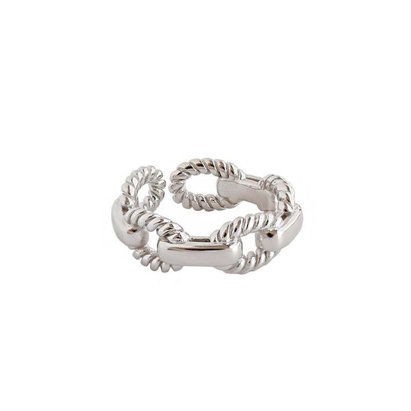 

cluster rings 3umeter creative korean s925 sterling silver ring ins simple twist chain female open for women, Golden;silver