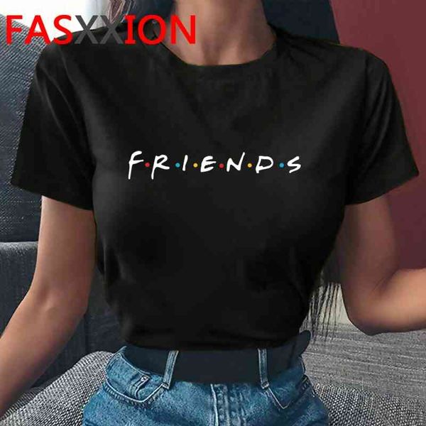 

friends tv show harajuku funny cartoon t shirt women ullzang streetwear t-shirt fashion 90s anime tshirt casual tees female, White
