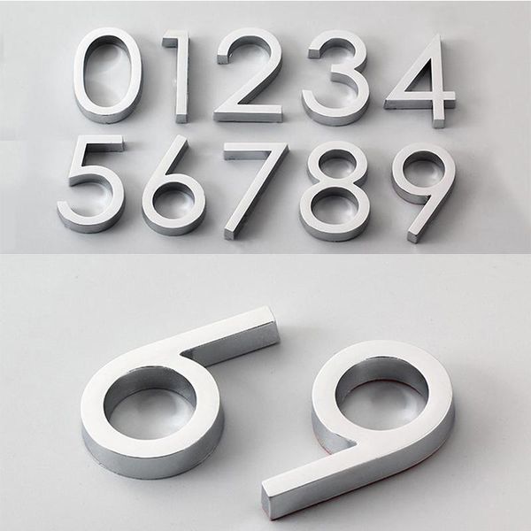 Silver House Door Number Sticker Adesivo 0-9 Cifra per Apart El Office Indirizzo Della Stanza per ufficio Piatti Domestri Decorazioni da giardino