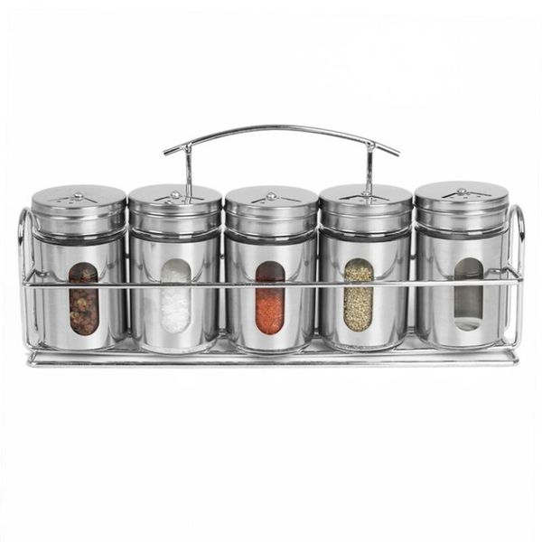 

storage bottles & jars stainless steel spice jar salt sugar pepper shaker seasoning can with rotating cover bbq bottle kitchen tool