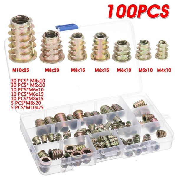 

hand tools doersupp 100pcs zinc alloy m4-m10 metric threaded sleeve grub screw insert nuts socket cap screws fastening assemble