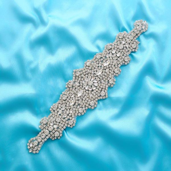 

wedding sashes sesthfar luxury silver/gold /rose gold bridal crystal trim handmade opal rhinestone applique dress belts patch, White