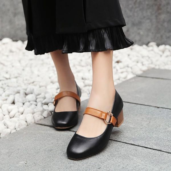 

dress shoes oversized ladies high heels women woman pumps the shallow mouth square head single, Black