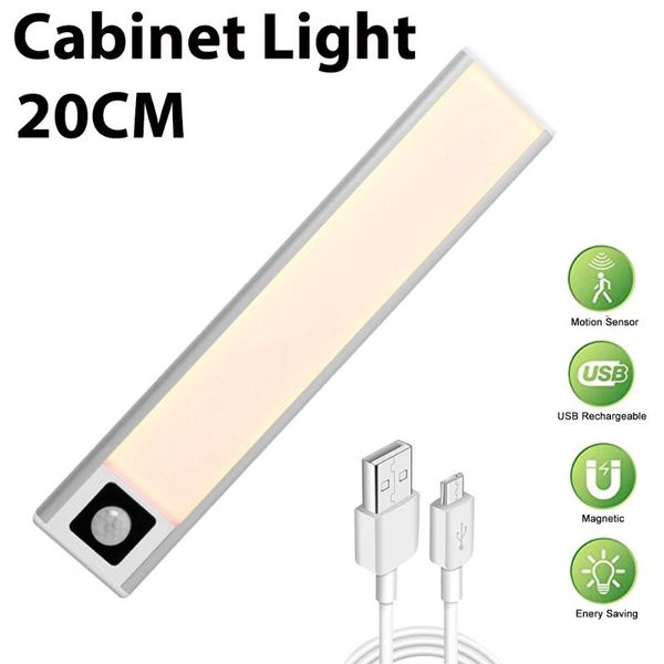 

cabinet light 20cm under 3 modes pir motion sensor led usb rechargeable black aluminum kitchen cabinets lights lighting