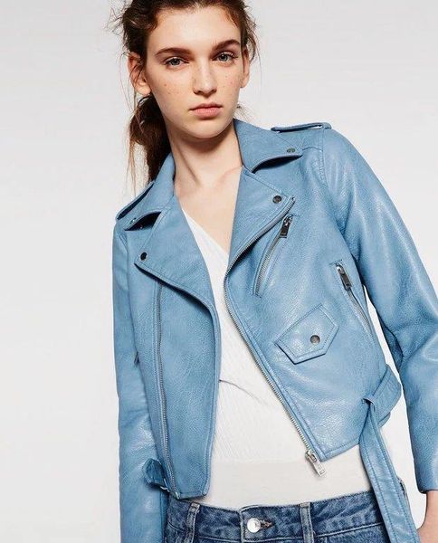 

women's leather & faux fashion women jacket casual overcoat turn-down collar bomber womens pu jackets and coats, Black