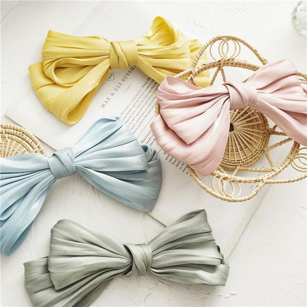 

hair accessories large bows silk scrunchies sweet satin bowknot rope tie ponytail holder for women girls fashion soft ins