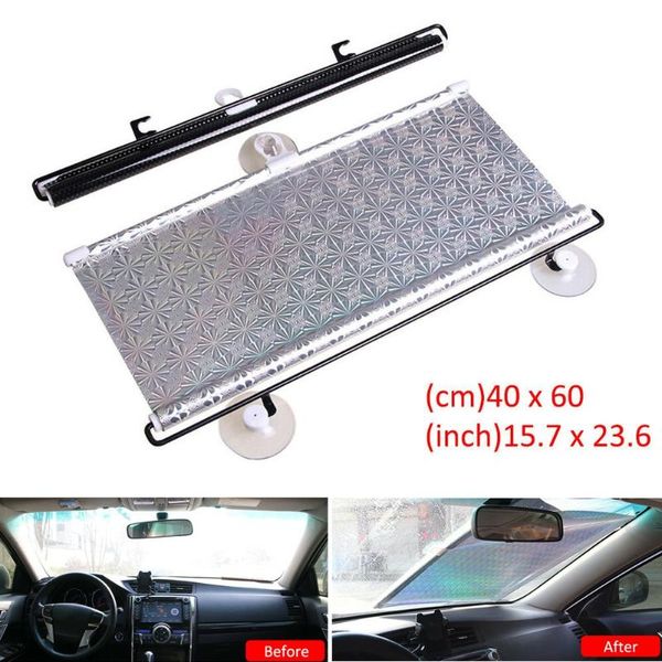 

car sunshade uv protection retractable sun shade windshield 15.7*23.6in curtain