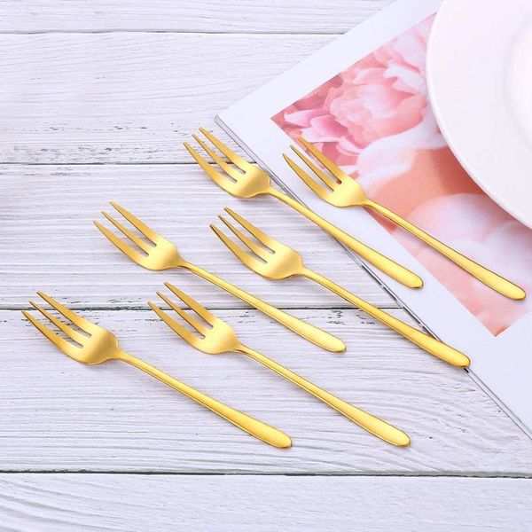 

forks cake fork stainless steel dinnerware gold for fruit salad small silver dessert snack tableware kitchen tool