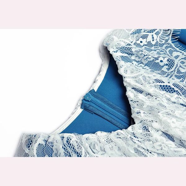 

casual dresses est fashion 2021 runway dress women's v-neck lace trim mid-length, Black;gray