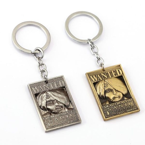 

keychains one piece wanted poster key chain sanji warrant rings for gift chaveiro car keychain jewelry anime holder souvenir, Silver