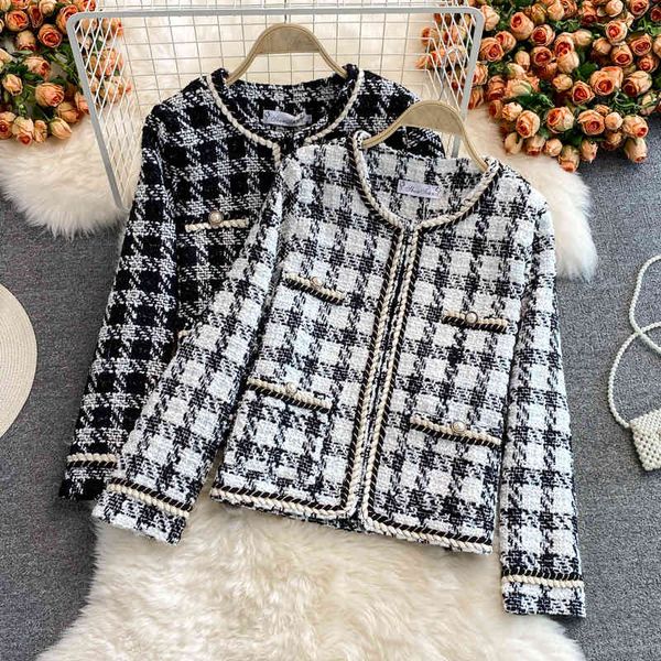 

women's jackets retro little feminine perfume jacket, autumn and winter , female fashion, loose temper, tweed attire ohpi, Black;brown