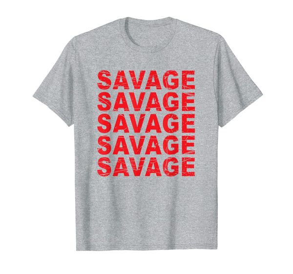 

distressed pop culture savage t-shirt, White;black